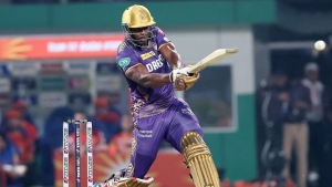Andre Russell blasting his way to 64 from just 25 balls.
