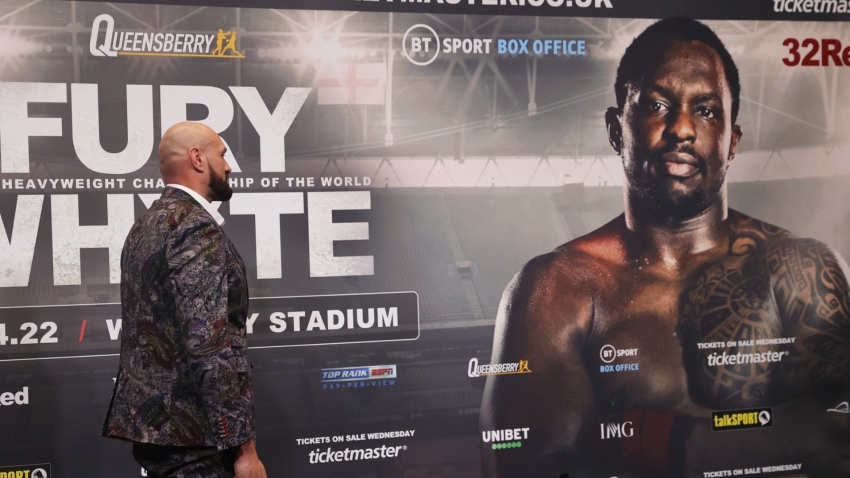 &#039;I will not fail&#039; – Bullish Fury faces off against Whyte poster after news conference no-show