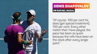 Australian Open: Nadal refutes Shapovalov&#039;s claims of special treatment