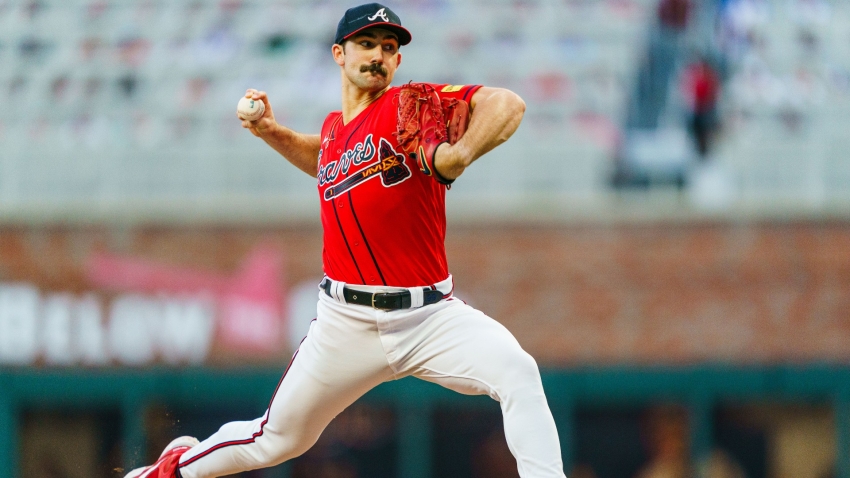 Spencer Strider of the Atlanta Braves delivers a pitch against the