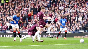 Cyriel Dessers double takes Rangers past Hearts to set up Old Firm cup final