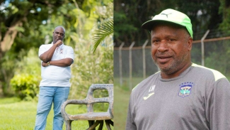 Dunbeholden&#039;s general manager Roger Simmonds (left) and coach Lenworth &quot;Teacha&quot; Hyde.