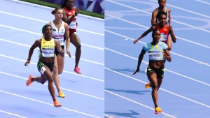 Shelly-Ann Fraser-Pryce and Julien Alfred comfortable in respective heats.