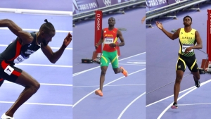 (from left) Jereem Richards, Kirani James and Jevaughn Powell.