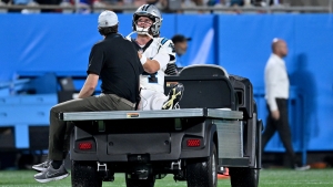 Panthers QB Sam Darnold carted off after suffering ankle injury