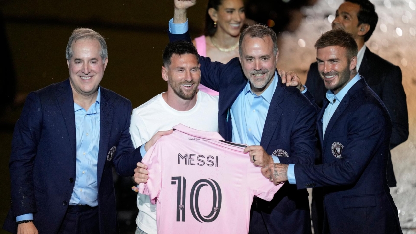 ‘The best player to ever don boots’: Lionel Messi unveiled to Inter Miami’s fans