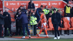 Jordan Rhodes sees red as 10-man Blackpool hold leaders Portsmouth to stalemate