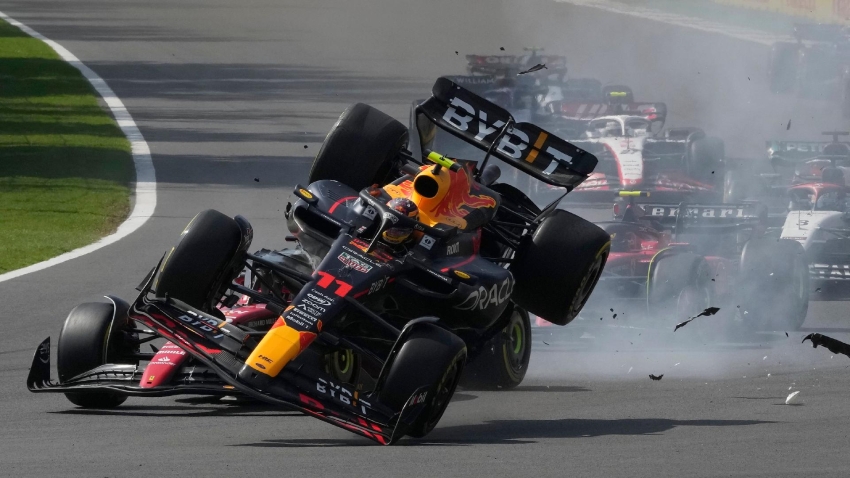 Sergio Perez lasts just 14 seconds in home race as Max Verstappen wins in Mexico