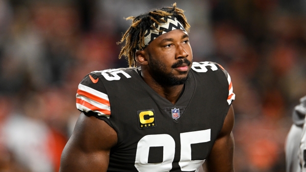 Cleveland Browns defensive end Myles Garrett has high ankle sprain