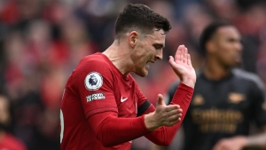 Andy Robertson furious as Liverpool star appears to be elbowed by assistant referee