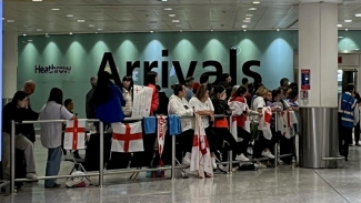 England return from World Cup but leave fans waiting in Heathrow arrivals hall
