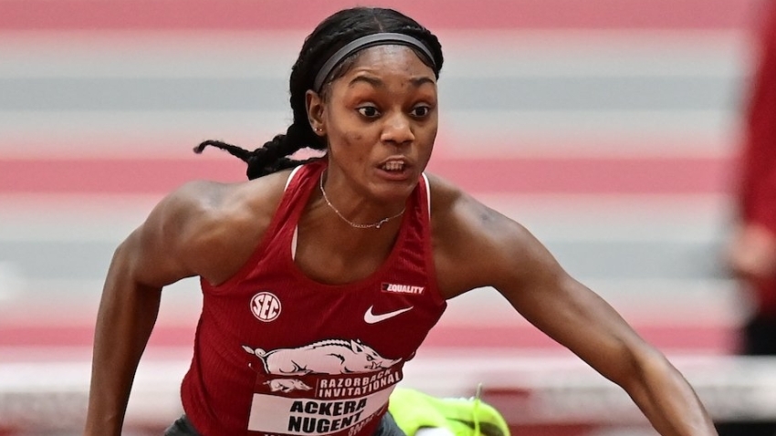 Arkansas&#039;s Ackera Nugent continues stunning start to 2023 season with personal best 7.88 to win 60m hurdles at Razorback Invitational
