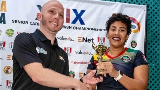 Ashley Khalil celebrates triple gold at Caribbean Squash Championships in Guyana