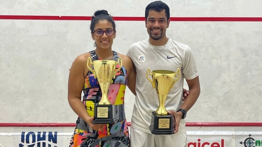 Sibling success: Ashley Khalil and her brother Jason-Ray, who won the Women&#039;s and Men&#039;s Singles titles, respectively, at the 2022 Guyana National Championships held at the Georgetown Club.