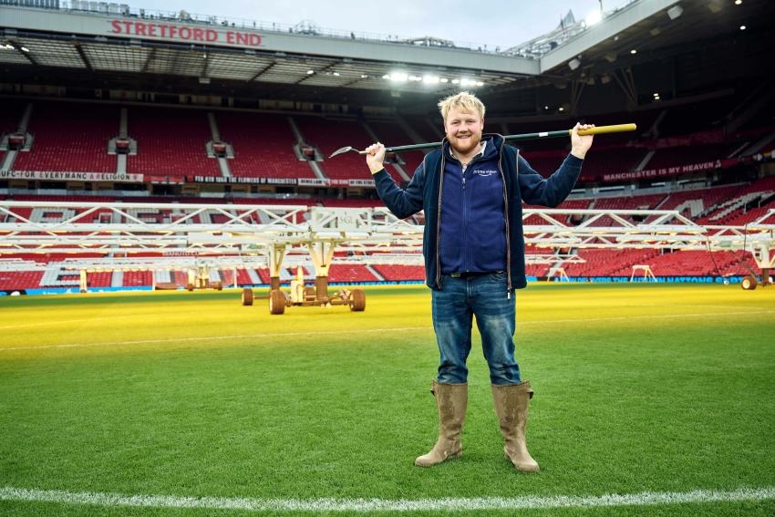 From Diddly Squat to Stretford – Kaleb Cooper works on Old Trafford pitch