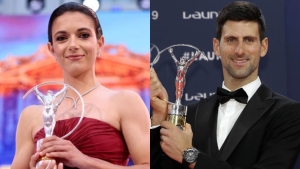 Aitana Bonmati and Novak Djokovic crowned Laureus Sportswoman and Sportsman of the Year: Bonmati fan, Usain Bolt, presents her with trophy