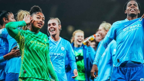 Jamaican Khadija &#039;Bunny&#039; Shaw (right) and City teammate Khiara Keating.