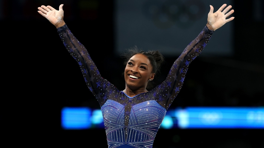 Biles ends Paris Olympics with floor silver after falling off beam