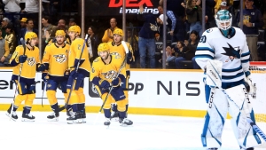 NHL: Predators rout Sharks to extend point streak to 15 games