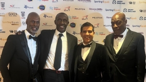 Christie (second left) with colleagues including Frank Bruno (far right).