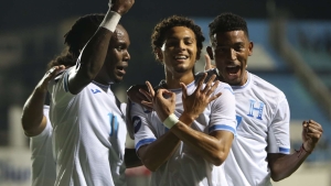 David Ruiz (centre) celebrates his goal with teammates.