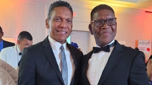 Dehring and Rowe at the Westin Hotel in Fort Lauderdale on Saturday night where Dehring called for Jamaica to end the persecution of the former West Indies batter.