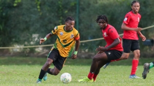 St. Benedicts&#039; Derrel Garcia (left) scored both goals in his side&#039;s 2-0 win over East Mucurapo Secondary on Saturday.