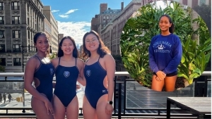 Emily McDonald with Columbia University teammates Freshman Anthea Wong and Senior Emily Wang (l-r)