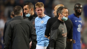 Man City&#039;s De Bruyne forced off with head injury in Champions League final