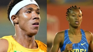 Damor Miller (left) and Alliah Baker emerged as respective boys and girls Class One 100m champions on day two of the ISSA/GraceKennedy Boys and Girls Championships at the National Stadium in Kingston on Wednesday.