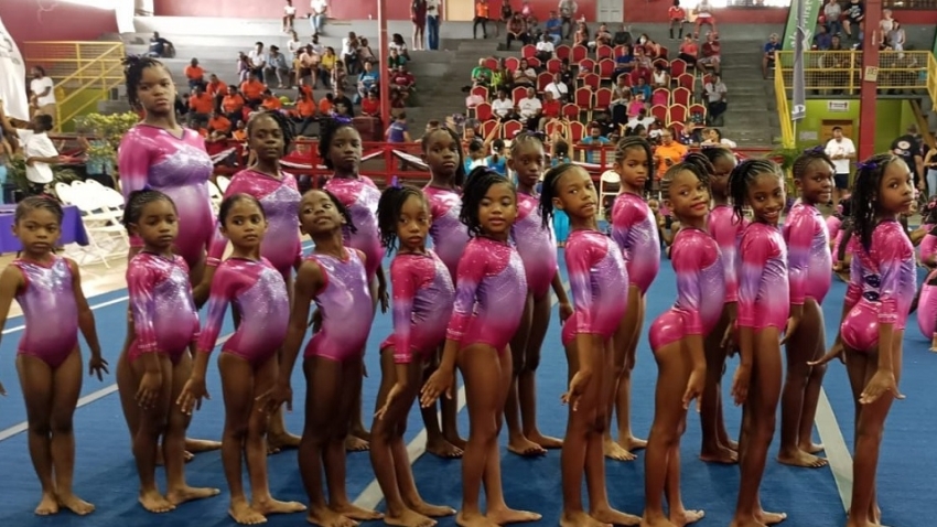 Some of the young gymnasts who performed well at the Caribbean Classic in Trinidad and Tobago.
