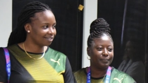 Head coach Nicole Aiken-Pinnock (left) with assistant Phylis Thompson at the CAC Games in El Salvador recently.