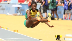 Ackelia Smith in action at the IAAF World Athletics Championships in Budapest on Saturday.