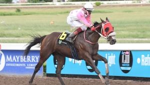 Intrestntimesahead eased by Phillip Parchment in the SVL-sponsored Jamaica Two-year-old Stakes at Caymanas Park on Tuesday.