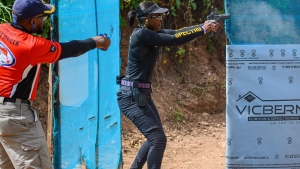 Shayon Francis tackles the course in Barbados.