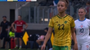 Kameron Necole Simmons scored in her international debut for Jamaica.