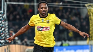Levi Garcia celebrates one of his two goals for AEK Athens.