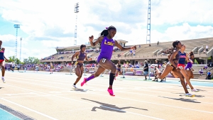 Lyston sizzles with wind-aided 10.87 for second at 2024 Battle at the Bayou