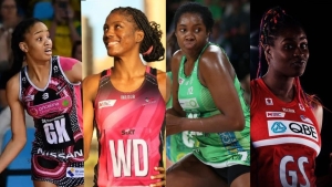 Sterling-Humphrey (l), Wilson, Fowler-Nembhard and Aiken-George were standouts during the 2024 Suncorp Super Netball League season.