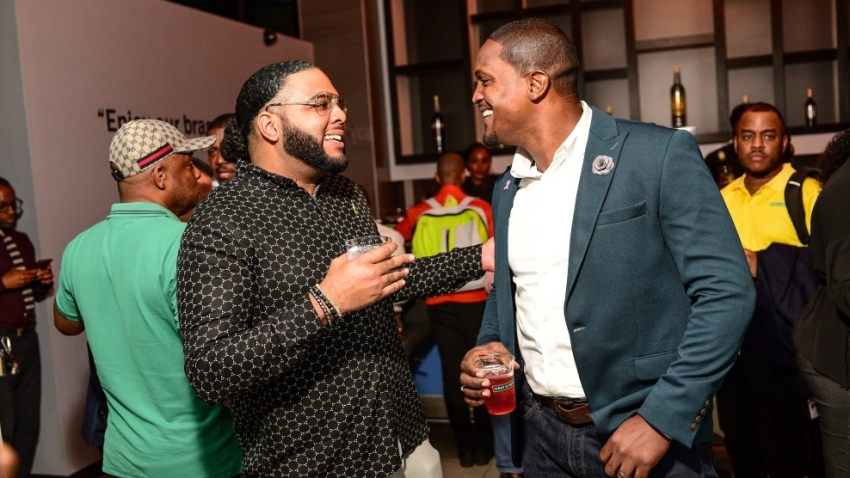 Wray &amp; Nephew White Overproof Rum’s, Brand PR &amp; Communications Manager, Dominic Bell caught up with Professional Football Jamaica Limited Chief Executive Officer, Owen Hill during the Wray &amp; Nephew White Overproof Rum and Jamaica Premier League media launch on Tuesday, October 10, 2023 at 23 Dominica Drive. 
