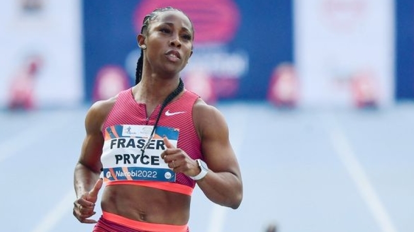 Shelly-Ann Fraser-Pryce winning the 100m at the 2022 Kip Keino Classic