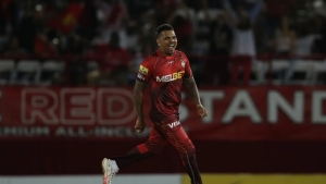 Sunil Narine celebrating a wicket for the Trinbago Knight Riders in the 2022 CPL.