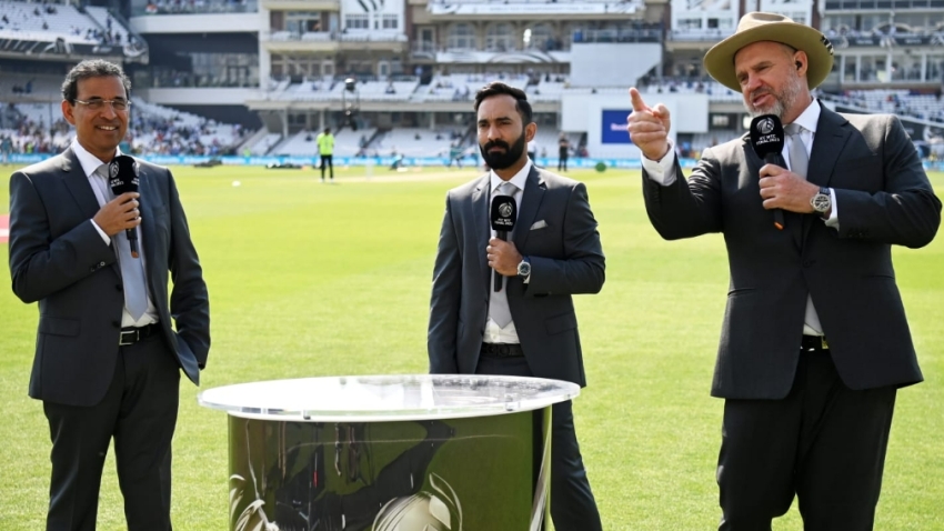 From left: Harsha Bhogle, Dinesh Karthik and Matthew Hayden will be among a star-studded commentary team for the upcoming ICC Men&#039;s T20 World Cup set for June1-29 in the West Indies and the USA.