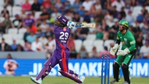 Nicholas Pooran during his knock of 62 for the Northern Superchargers against the Southern Brave on Tuesday.