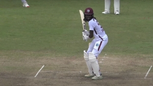 Shamar Springer during his knock of 131 against South Africa.