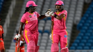 Hayley Matthews (right) and Qiana Joseph (left) had a 65-run second wicket partnership.