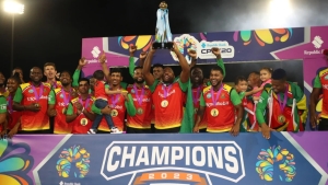 The Guyana Amazon Warriors celebrating winning last year&#039;s CPL title.