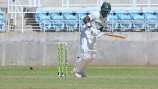 Romaine Morris finished 97* for the Jamaica Scorpions against the Barbados Pride on day one of their 2024 West Indies Championship third round game at Sabina Park.