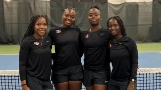 Barbados&#039; women&#039;s tennis team members (from left) Gabrielle Leslie, Hannah Chambers, Cherise Slocombe and Serena Bryan.