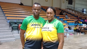 Coaches Dalton Hinds (left) and Nardia Hanson (right) during Friday&#039;s media day showcasing the Jamaica&#039;s preparation for the upcoming Fast5 Netball World Series in New Zealand.